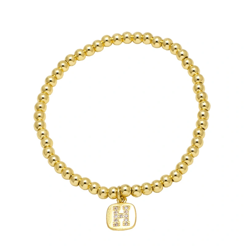 AS jewelry hot selling square 26 English letters pendant bracelet female beaded bracelet brf55