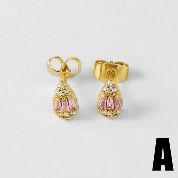 AS jewelry European and American micro-inlaid zircon earrings copper plated 18k gold teardrop-shaped geometric earrings earrings era267
