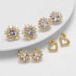 AS jewelry micro-inlaid zircon earrings copper plated 18k gold love heart earrings earrings female ery08