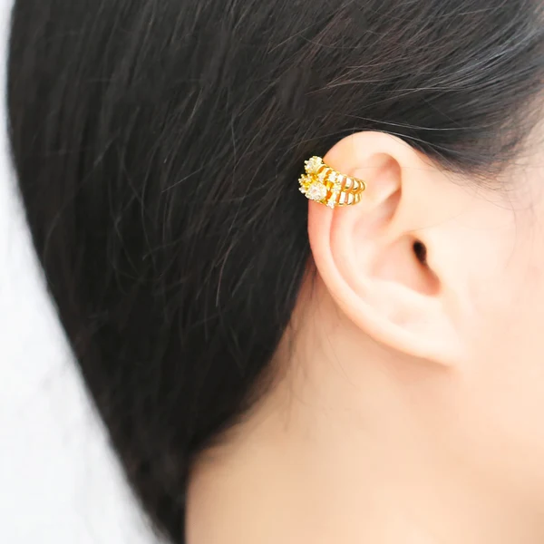 AS jewelry hot sale irregular c-shaped earrings female gold-plated zircon ear bone clip earrings erv68