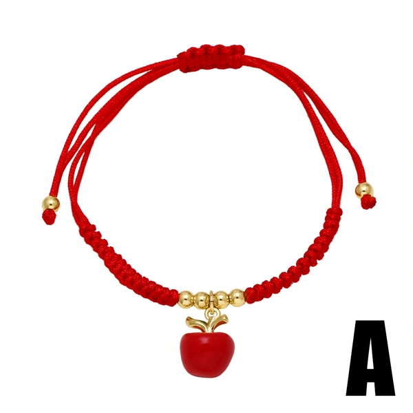 AS jewelry hot selling gold-plated 18k oil drop fruit apple banana red rope bracelet brd68 bracelet