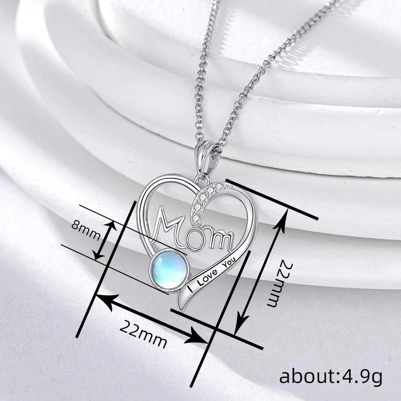 Hot selling imitation moonstone necklace for women, mother's love design jewelry, elegant and exquisite daily jewelry