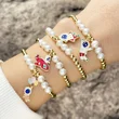Clearance European and American astronaut couple bracelets cute girl pearl beaded elastic bracelet bre99