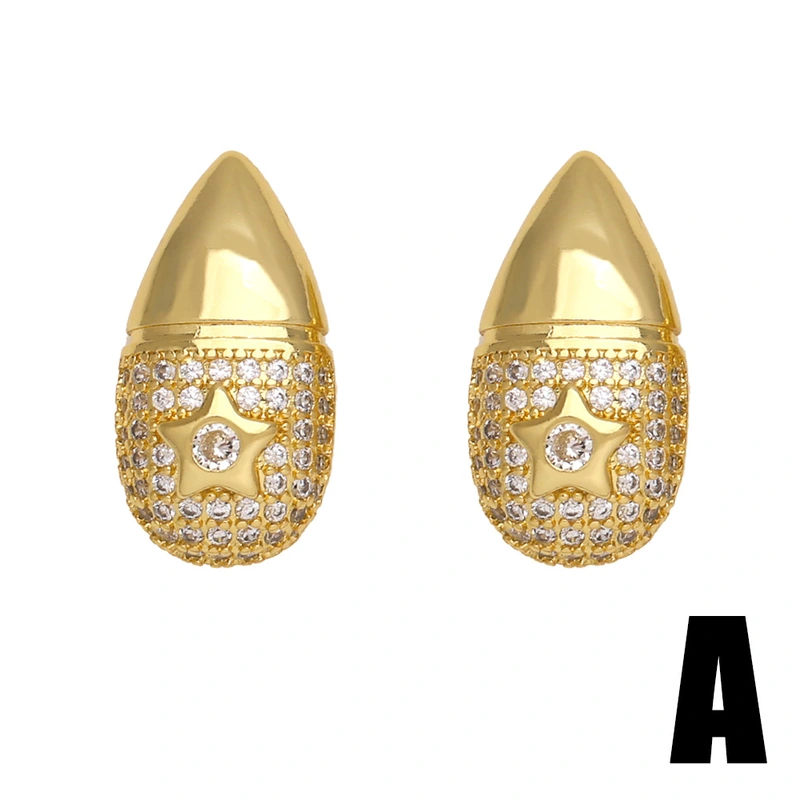 Hot selling love earrings versatile inlaid zircon gold-plated star water drop earrings earrings erv58