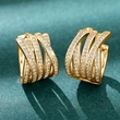 Multi-layer cross earrings with multiple rings and diamonds, elegant earrings for banquets, high-end fashion earrings