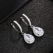 Light luxury water drop design earrings for women inlaid with zircon fashionable geometric earrings popular engagement jewelry