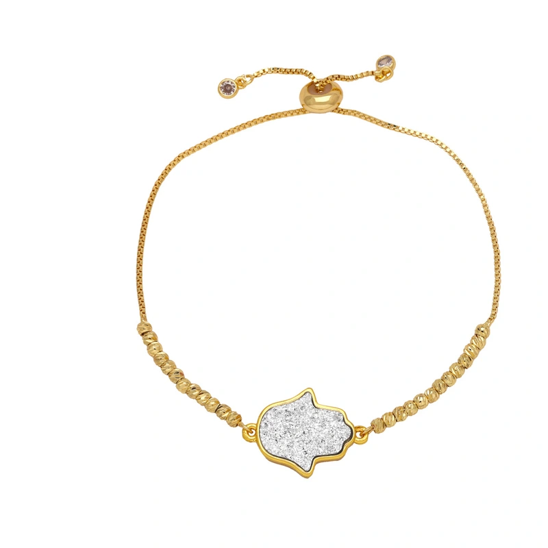 Jewelry palm bracelet female European and American simple light luxury copper plated real gold hand jewelry bracelet brd27