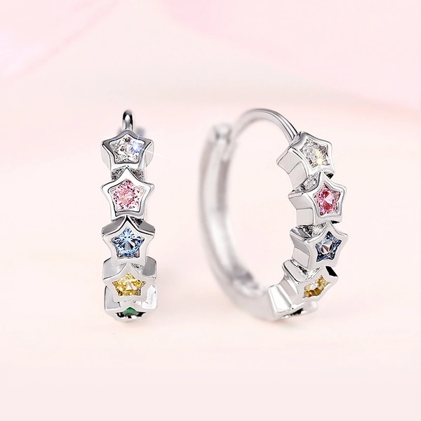 y2k sweet colored zircon earrings fashionable and exquisite star design earrings Korean version of the hottest