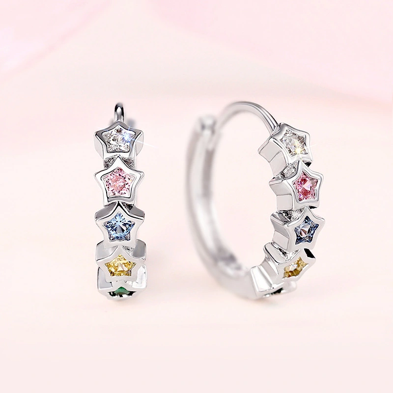 y2k sweet colored zircon earrings fashionable and exquisite star design earrings Korean version of the hottest