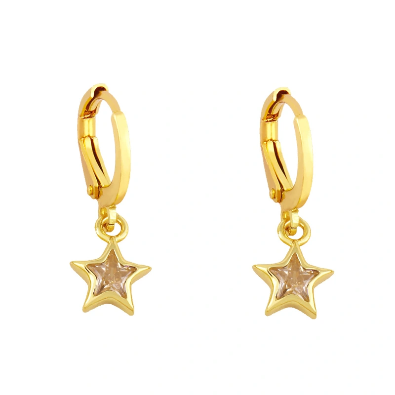 Clearance five-pointed star earrings temperament inlaid zircon simple earrings European and American trend personality star earrings ery71