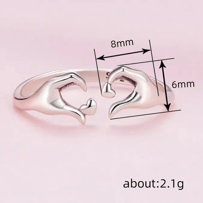  European and Korean fashion heart ring female couple gift male gift ring popular simple ring