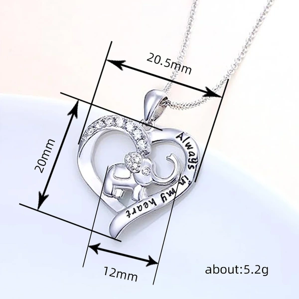   Hot selling heart-shaped necklace, fashionable and elegant elephant sweater chain, beautiful and elegant English female necklace