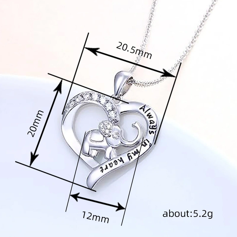   Hot selling heart-shaped necklace, fashionable and elegant elephant sweater chain, beautiful and elegant English female necklace