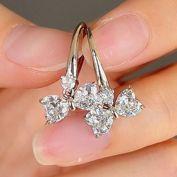 Light luxury retro high-end bow zircon earrings for women new style trendy temperament ear clip earrings wholesale