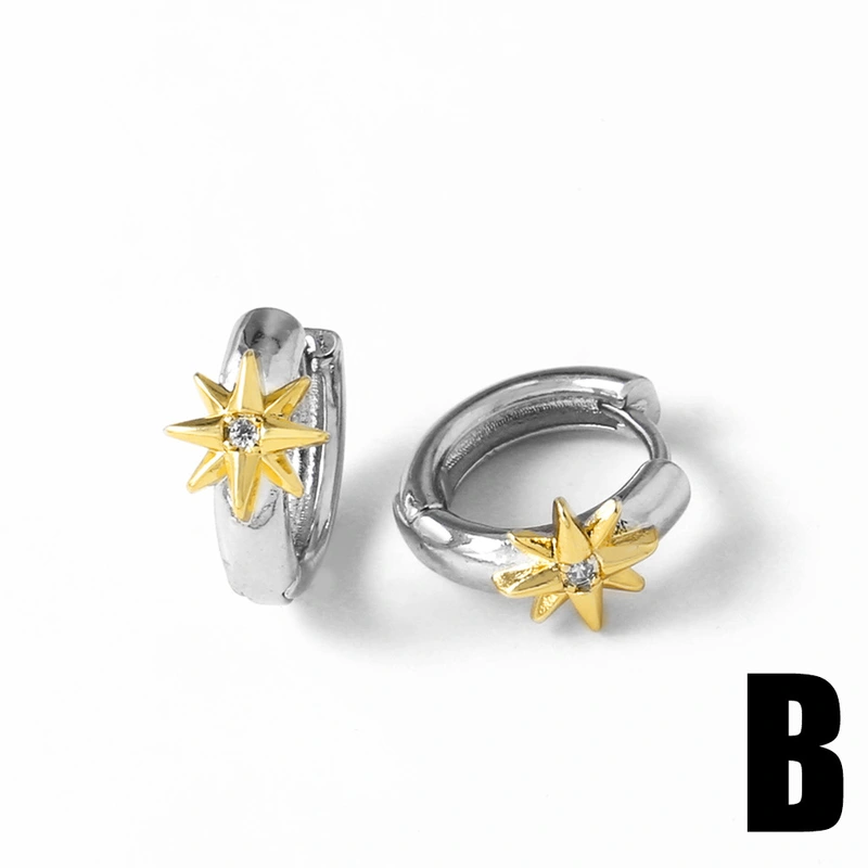 AS jewelry Europe and the United States new hot selling smooth two-color love star gold-plated earrings ear needle earrings erv36