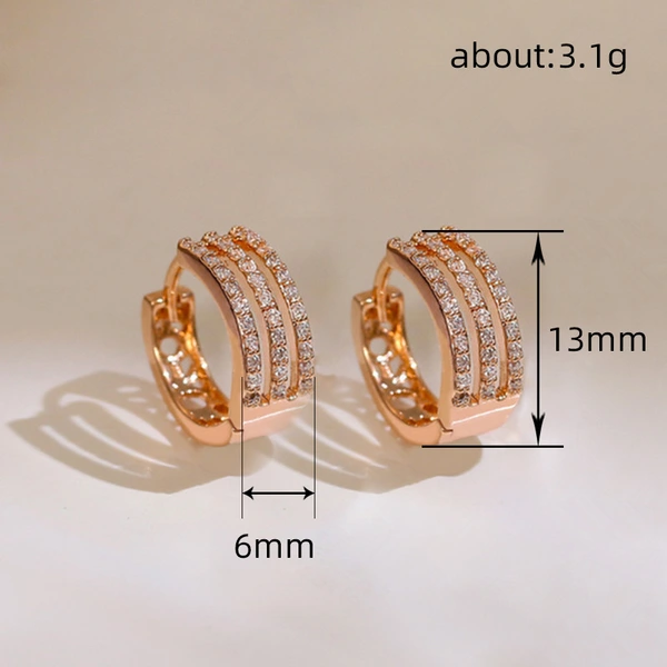 Micro-inlaid multi-layer line earrings hollow design classic versatile earrings temperament queen high-end earrings