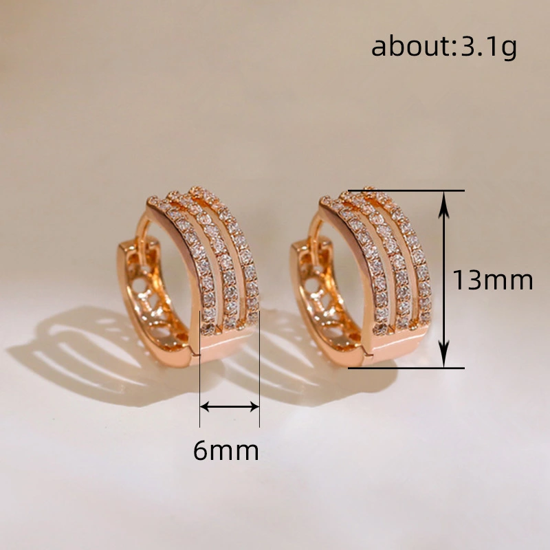 Micro-inlaid multi-layer line earrings hollow design classic versatile earrings temperament queen high-end earrings