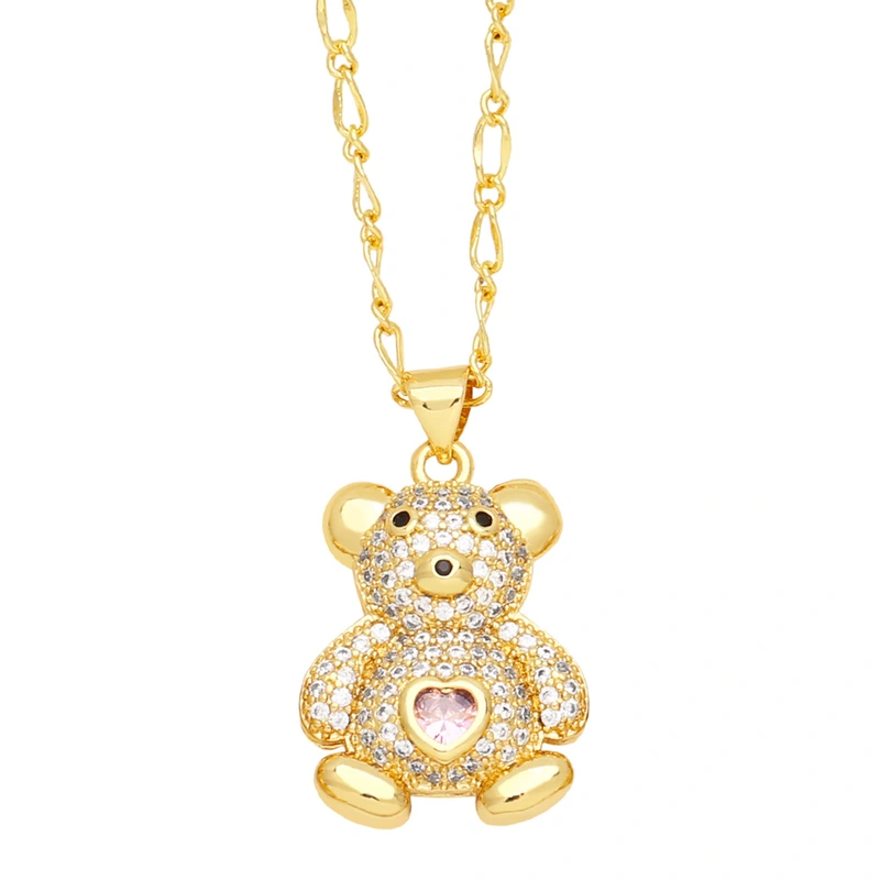Clearance sale European and American simple cute full diamond bear necklace female style fashion all-match clavicle chain sweater chain nkp82