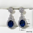 New style earrings European and American simple oval sapphire blue zircon earrings simulation women's jewelry wholesale