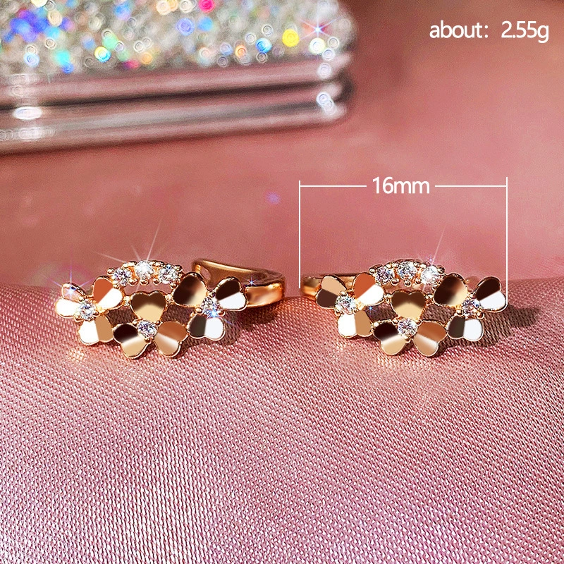 Korean metal flower earrings retro floral all-match women's earrings personality face slimming earrings
