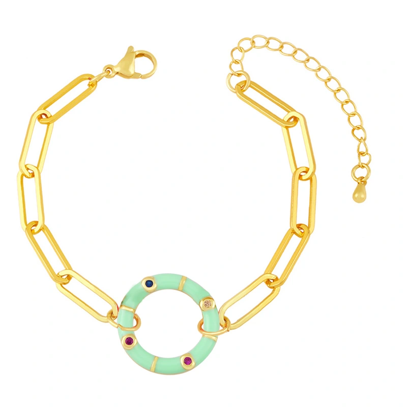 Clearance Bohemian style color oil drop geometric round bracelet female European and American trendy niche bracelet bre97