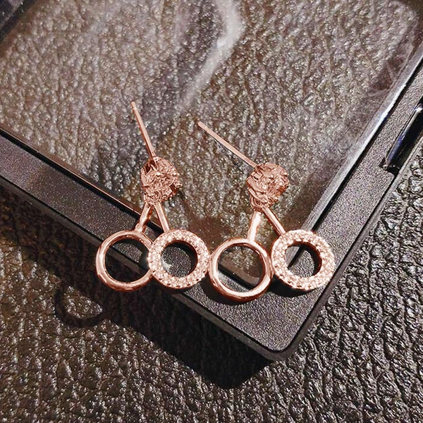 Internet celebrity earrings for women, simple earrings, new style, trendy diamond-studded, high-end circle earrings, cold style earrings