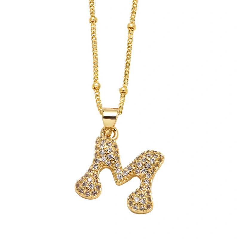 AS jewelry European and American new 26 English letters pendant necklace copper plated 18k gold clavicle chain nkb327