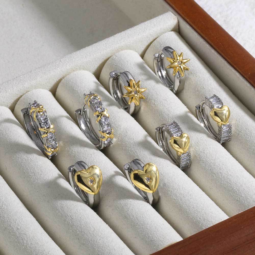 AS jewelry Europe and the United States new hot selling smooth two-color love star gold-plated earrings ear needle earrings erv36