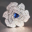  Light luxury flower ring for women, rose and camellia, small fragrance, shiny and exquisite