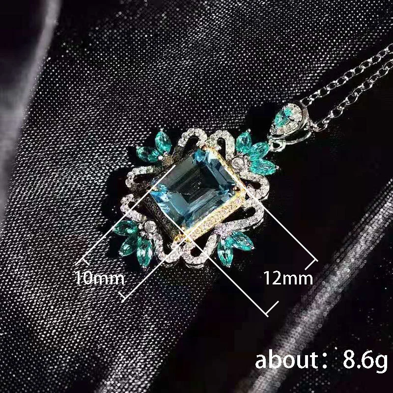 Xiaohongshu recommends a luxurious sea blue imitation zircon pendant, a high-end luxury and light luxury popular necklace
