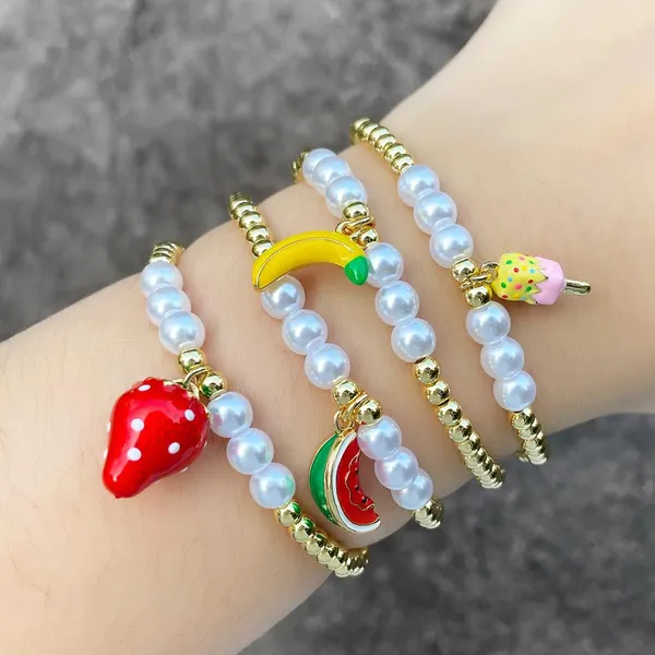AS jewelry popular strawberry watermelon fruit pendant bracelet female gold-plated oil drop bracelet brj35