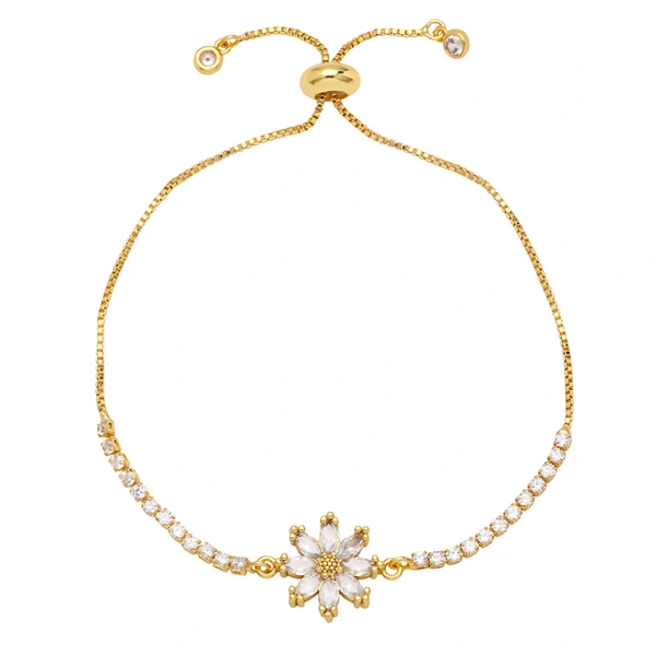 2023 new style trendy zircon flower bracelet female niche design small daisy bracelet hand jewelry brg91