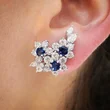 Japanese and Korean style new earrings three-dimensional flower zircon earrings flash diamond temperament autumn personality earring accessories