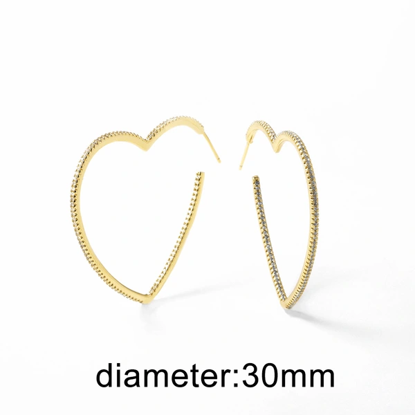 AS jewelry European and American new copper plated 18k gold love heart-shaped hollow zircon earrings earrings erz90