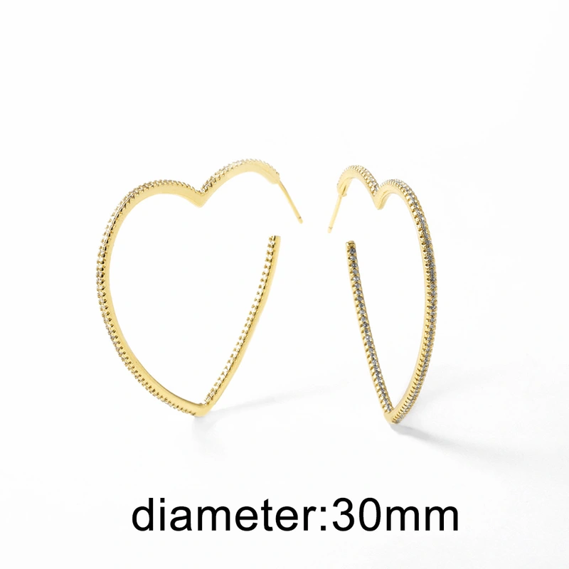 AS jewelry European and American new copper plated 18k gold love heart-shaped hollow zircon earrings earrings erz90