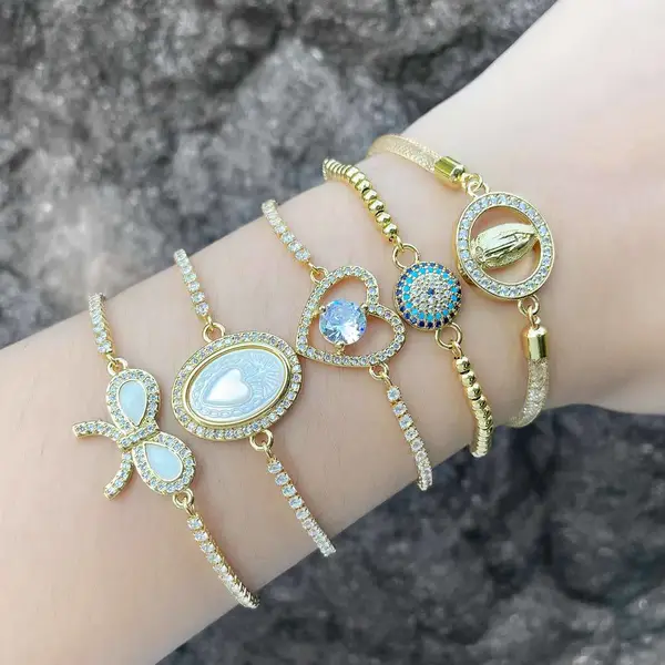 AS jewelry European and American love Virgin Mary bracelet female copper plated 18k gold bow bracelet brm21