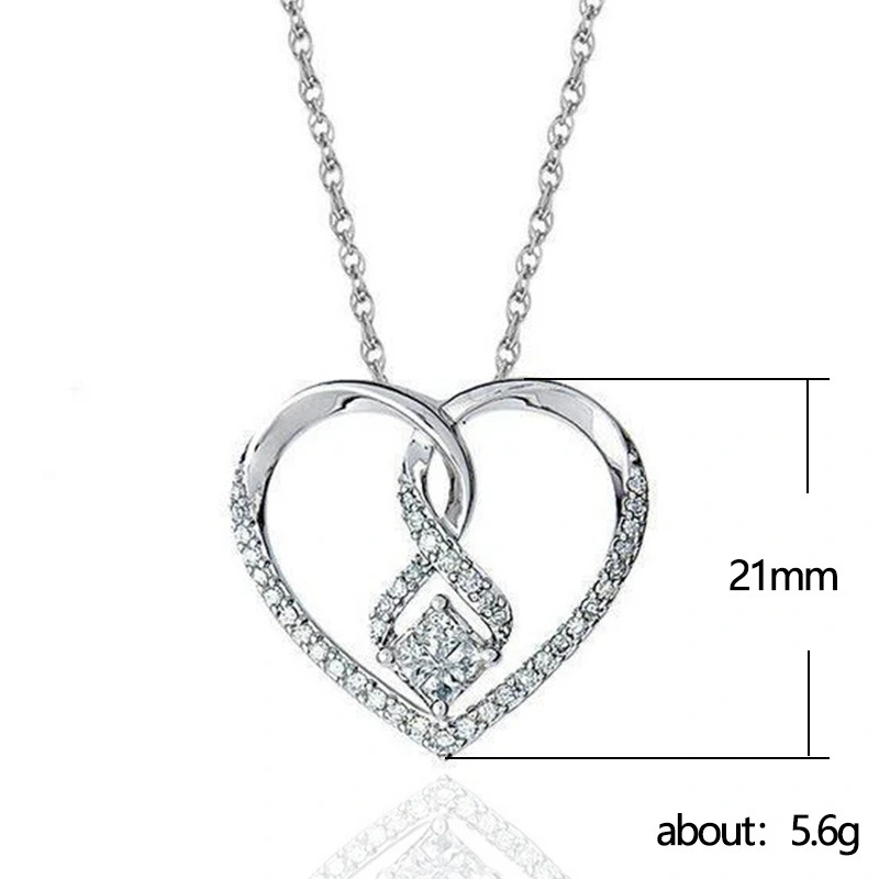 Korean style necklace simple shining heart-shaped zircon pendant clavicle chain Valentine's Day gift for girlfriend