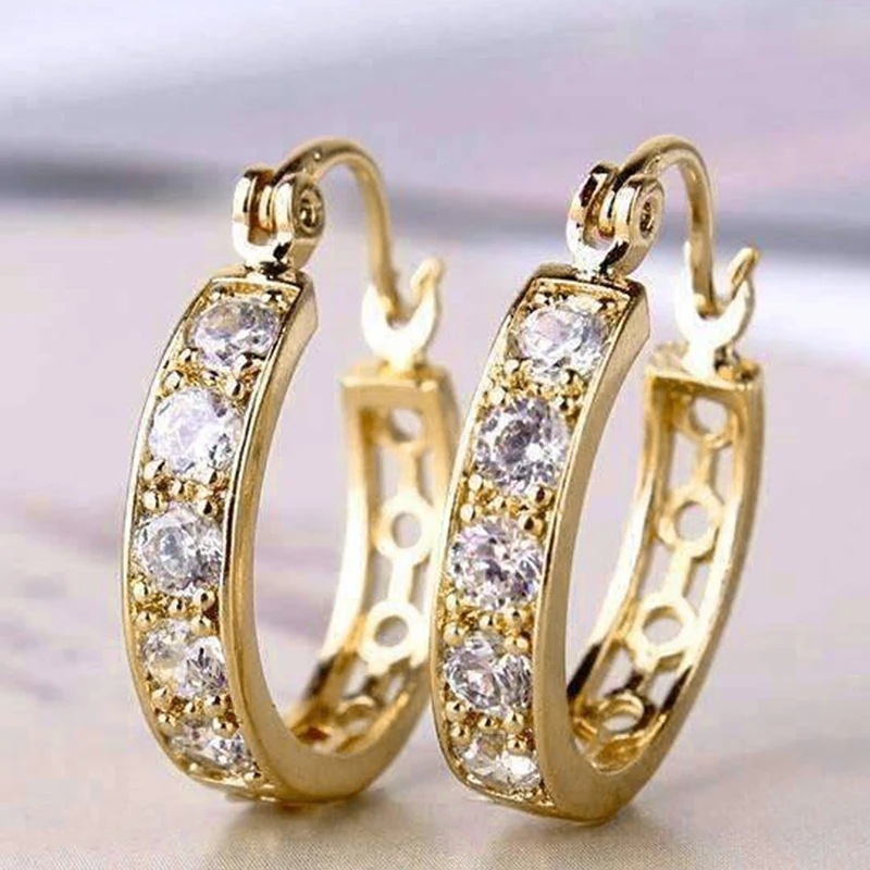 Millennial hot girl zircon earrings small new trendy earrings for women high-end hollow design earrings