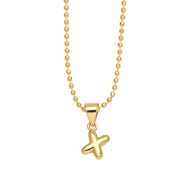 Hot sale 26 letters necklace female copper plated real gold polished letter pendant clavicle chain nkq67