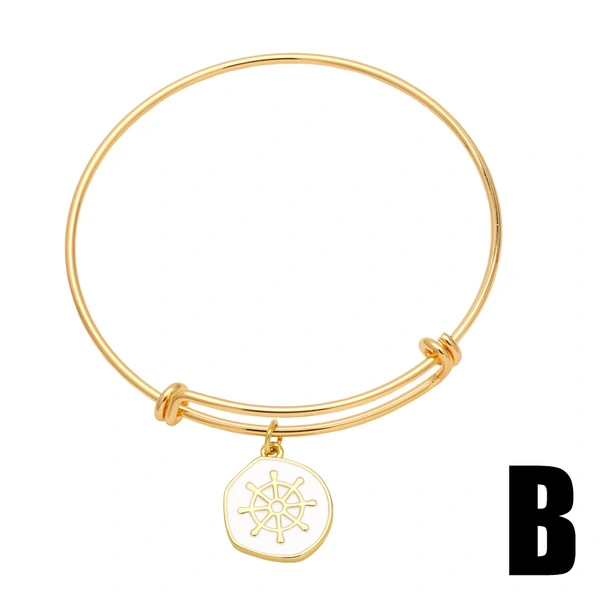 European and American simple fashion stainless steel movable bracelet bracelet niche design rudder pendant bra54