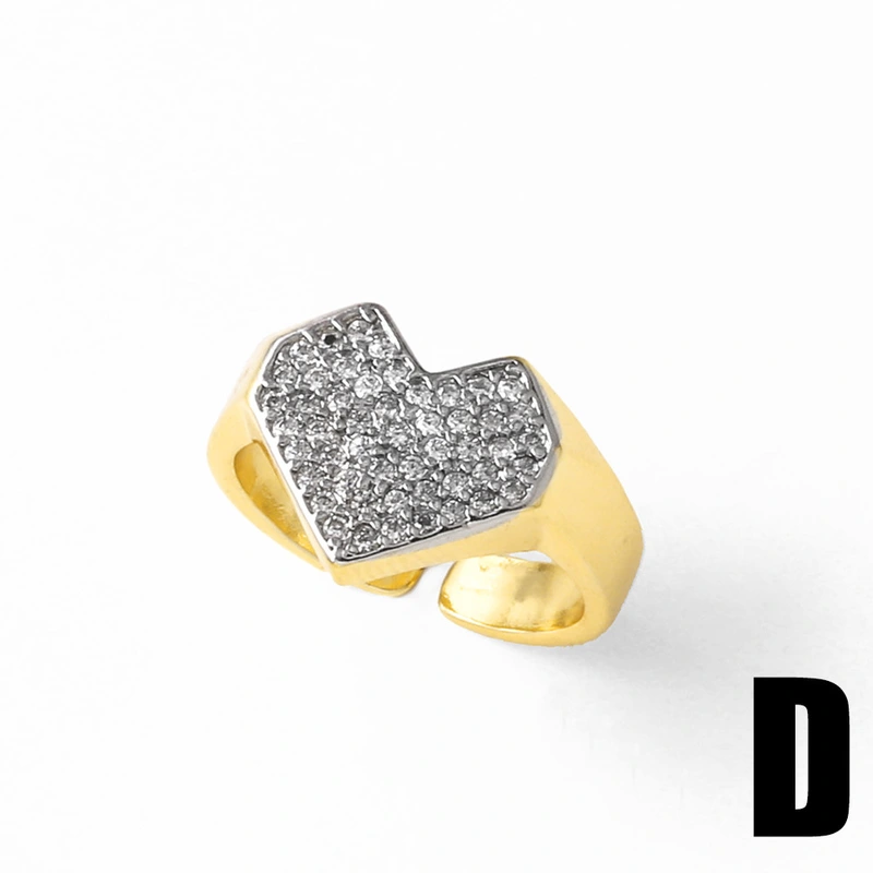 AS jewelry European and American new love heart two-color xx open ring gold-plated zircon ring rir44