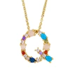 Letter necklace European and American new color zircon necklace with diamond surname English AZ letter necklace nkp25