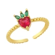 European and American jewelry clearance INS cute colored zirconium cherry strawberry watermelon grape fruit ring fun hand jewelry rim22