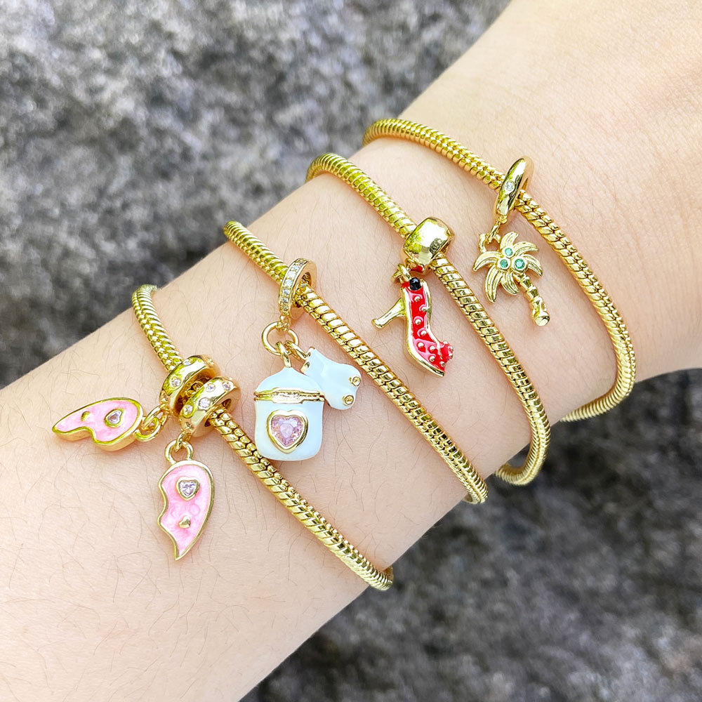 AS jewelry hot selling wings high heels pendant bracelet gold-plated oil drop coconut tree hand jewelry brf25