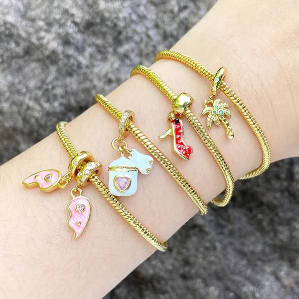 AS jewelry hot selling wings high heels pendant bracelet gold-plated oil drop coconut tree hand jewelry brf25