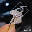 Best-selling wedding bridal jewelry, diamond square full-studded zircon ring and necklace two-piece set, factory wholesale