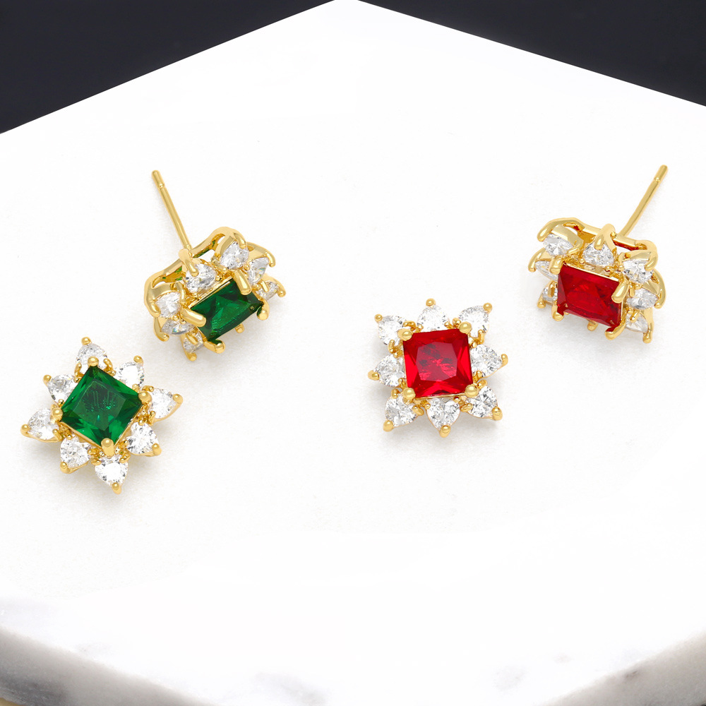 Simple and versatile niche full diamond colored zircon earrings for women new earrings European and American jewelry wholesale era309