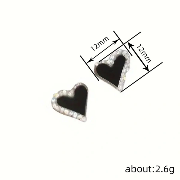  Hot selling daily wear earrings for women with heart-shaped painted oil jewelry micro-inlaid zircon earrings