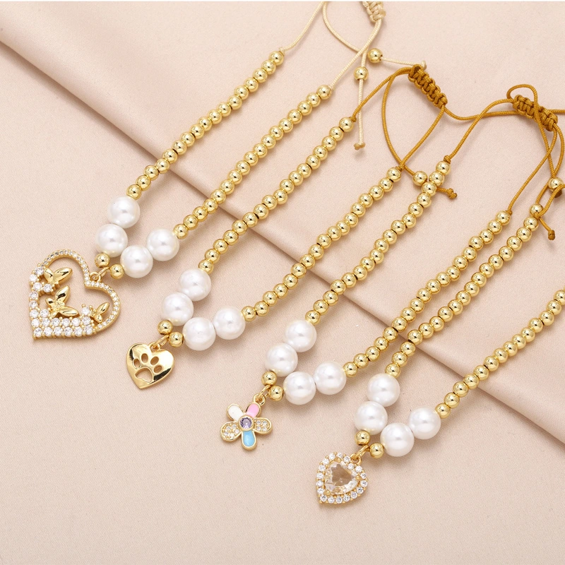 AS jewelry hot selling love peach heart pendant bracelet female gold-plated zircon pearl butterfly bracelet brd63