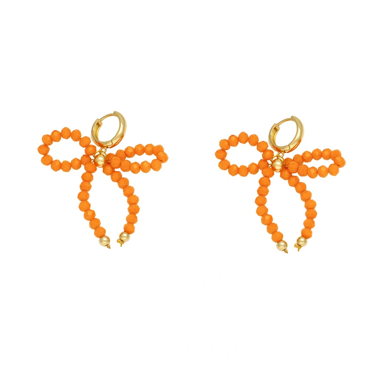 Best selling rice bead crystal earrings for women with bow gold-plated earrings wholesale era138